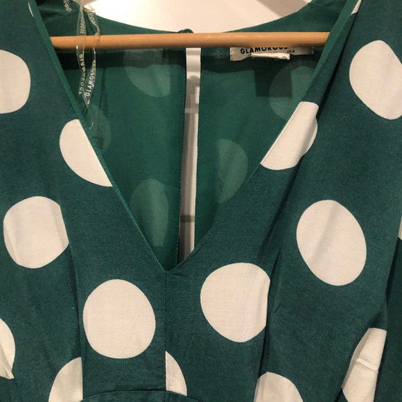 Glamorous Women's Green Polka Dot Maxi Dress Size 6 - Picture 12 of 16